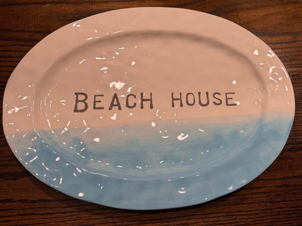 Mud Pie Ceramic "Beach House" Oval Serving Platter